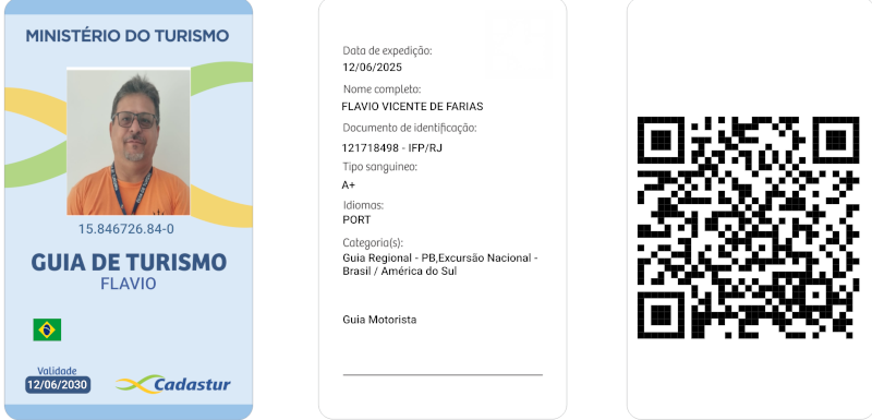 cópia do crachá oficial da Guia de Turismo Flavio V. Farias 
